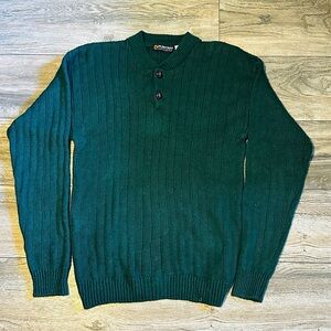 Vintage Puritan Special Edition Green Ribbed Henley Sweater. Medium M